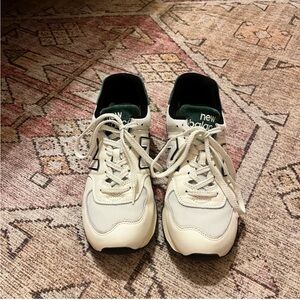 New Balance 574 White with Green Accents